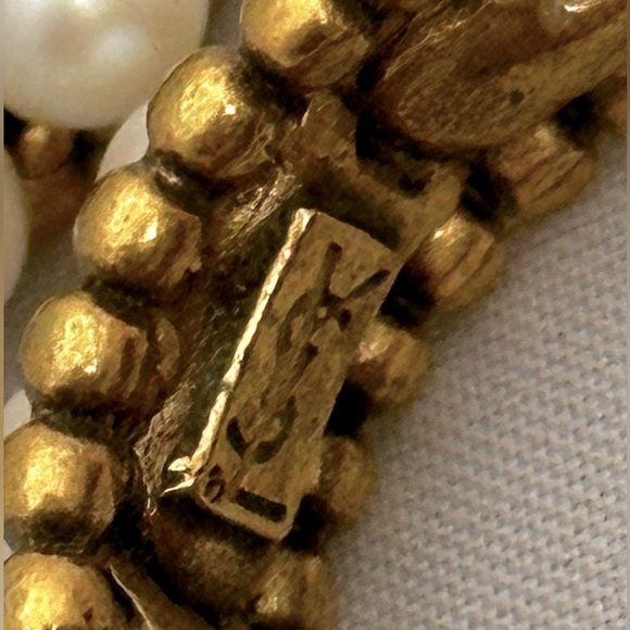 Vintage YSL Gold and Pearl Hoop Earrings - Picture 2 of 4